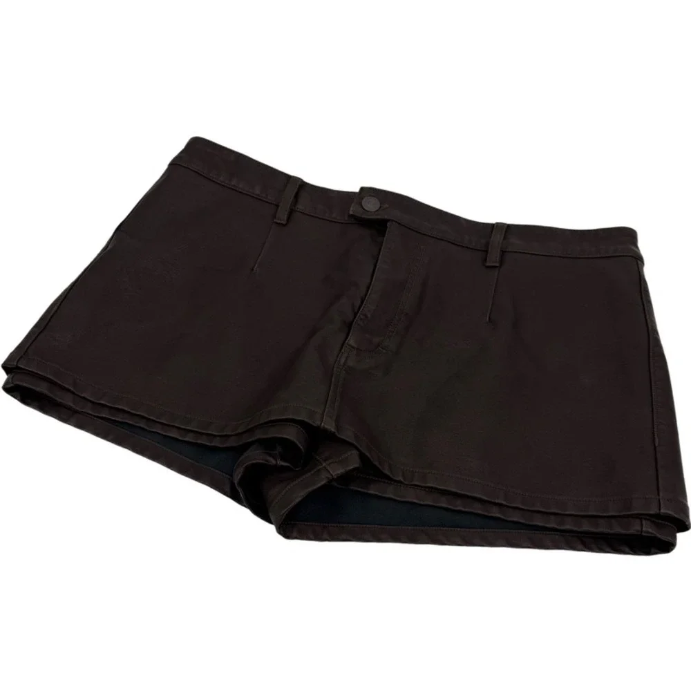 WE THE FREE 31 Skort Brown Vegan Leather Coated Mini Skirt Shorts Espresso Edgy